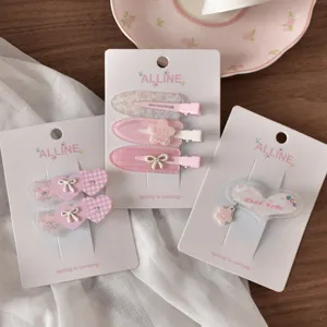 Set di mollette per capelli a cuore a quadri rosa dolce, graziosa clip laterale per donne e ragazze.