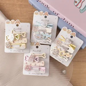 ALLINE cute puppy acrylic hair clips set, cartoon duckbill hairpins for sweet girl styling.