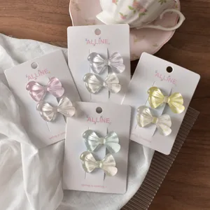 Cute transparent resin bow hair clips, lovely sweet multi-color hair accessories for daily wear.