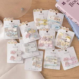 Cute Cartoon Puppy Acrylic Hair Clips Sweet Heart Bow Duckbill Hair Barrettes Sweet Girl Side Bangs Hairpins Trendy Headwear Accessories