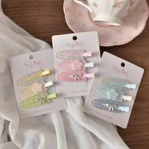 ALLINE set fermagli per capelli a quadretti, simpatico fiocco e clip becco d'anatra floreali donna.