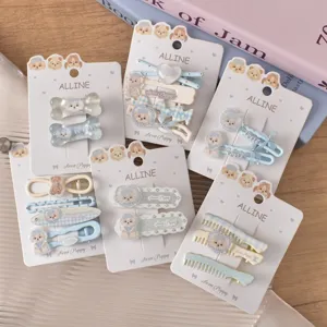 ALLINE cute puppy acrylic hair clips set, sweet cartoon side bangs hairpins for daily girls.