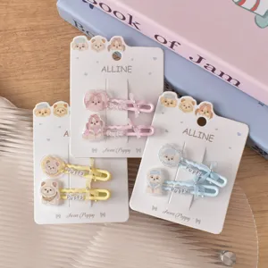 Cute acrylic puppy hair clips set, sweet cartoon side bangs duckbill hair accessories.