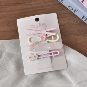 Dopamine floral metal hair clip set, cute pink hairpins for women and girls daily styling.