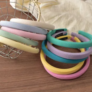 Korean style simple diagonal striped sponge headband, narrow edge elegant hair hoop for women.