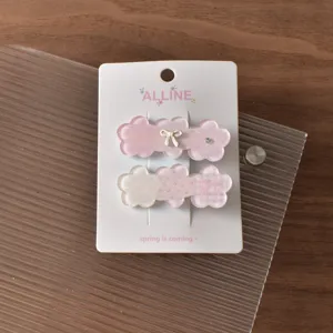 Cute pink floral cloud duckbill hair clips set, sweet plaid and polka dot hair accessories.