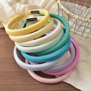 Korean simple diagonal striped sponge headband, narrow brim colorful hair accessories for women.