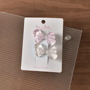 Cute resin bow hair clips with floral plaid pattern, sweet duckbill hair accessory for daily.