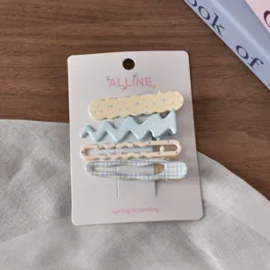 Cute pastel floral hair clips set, sweet style fashion hair accessories for daily wear.