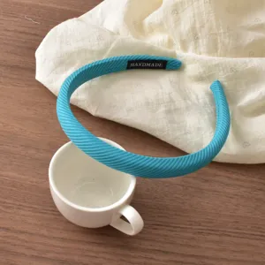 Blue ribbed sponge headband minimalist hair hoop daily fashion hair accessories for women