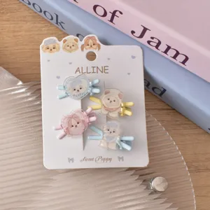 Cute puppy acrylic hair clips set, cartoon sweet style duckbill side clips for girls hair.