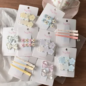 ALLINE summer plaid polka dot floral bow hair clips, cute dopamine flower hair accessories.