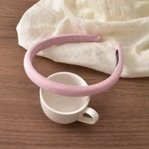 Korean style pink striped headband, narrow sponge hair hoop for women everyday versatile hair accessory.