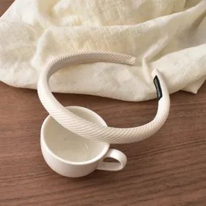 Korean minimalist striped sponge headband narrow hair hoop elegant hair accessory for women