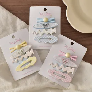 Süßes Blumen Haarklammer Set mit Schleifen Design, süße Dopamin Haarspangen für Damen.