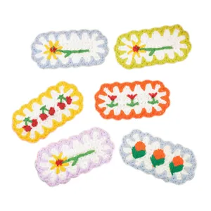 Handmade crochet hair clips set colorful floral daisy tulip hair barrettes for women girls