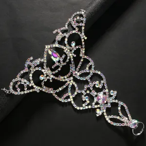 Rhinestone belly dance anklet slave bracelet sparkly crystal hollow foot jewelry for women performance