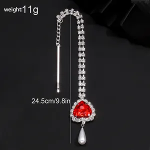 Strass Herz Stirnkette exotische Haarspange Kristall Kopfschmuck fuer Damen Party