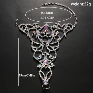 Rhinestone hollowed-out anklet body chain stunning silver metallic party festival jewelry item