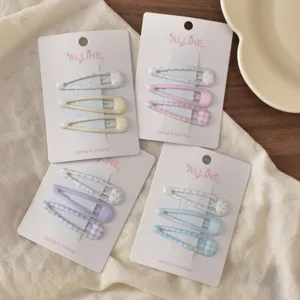 Süße Blumen Karo Haarklammern Set pastell haaraccessoires für Damen Mädchen Haarstyling