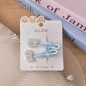 Cute puppy acrylic hair clips set blue duckbill clips for women girls hair styling accessories