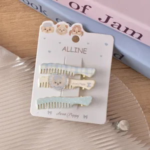Cute acrylic puppy hair clips set, sweet style side bang duckbill clips for daily wear.