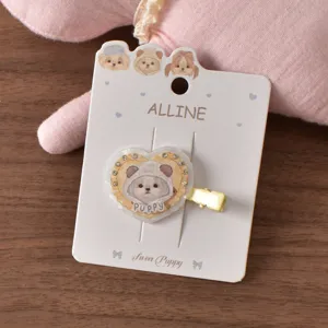 ALLINE cute puppy acrylic hair clip with rhinestones, sweet cartoon duckbill hair accessory.