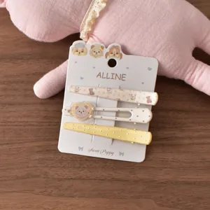 ALLINE cute puppy hair clips set, acrylic cartoon fringe side duckbill hairpins for girls.