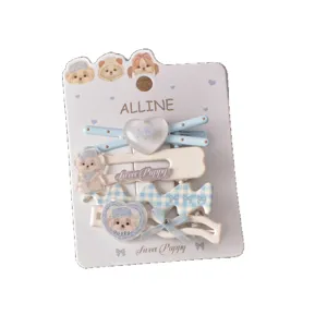 ALLINE cute puppy hair clips set, blue acrylic cartoon side bangs duckbill hair accessories