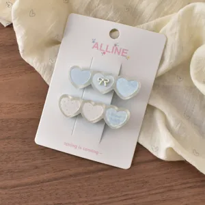 Süßes blaues Herz-Haarspangen-Set mit süßen Blumenmustern und modischen Dopamin-Accessoires.