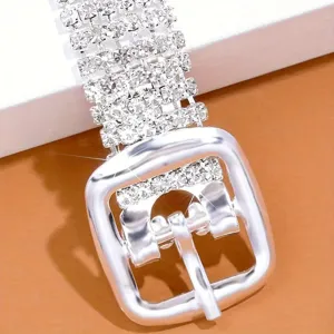 Fashion rhinestone anklet multi-layer shoe strap crystal metal buckle summer beach accessory