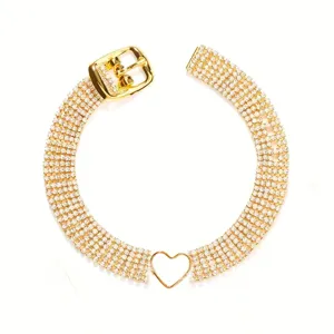 Gold rhinestone multi-layer anklet close-up detail showcasing the sparkling crystal buckle.