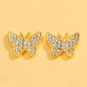 Adesivi per il petto a farfalla con strass dorati da donna, accessorio scollatura.