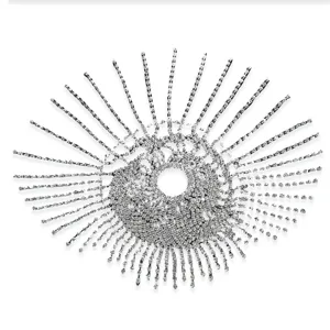 Luxueux strass mariée chaîne de cheveux gland évidé coiffe chapeau rayon de soleil accessoire