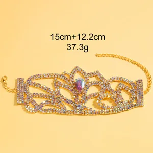 Bracciale strass bohémien oro metallo cavo design catena cristallo gioielli per donne festa