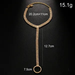 Elegante catena da piede dorata con strass anello per dito estate spiaggia sexy
