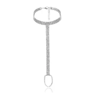 Catena da corpo in strass cristallo bracciale mano cavigliera moda spiaggia estate donna