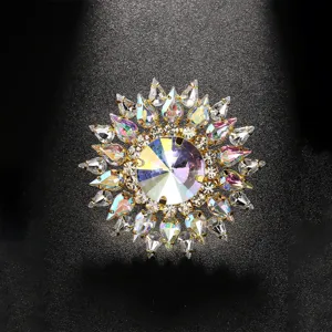Stunning statement rhinestone cocktail ring with colorful crystals for women banquet party jewelry.