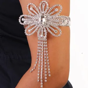Catena da braccio da sposa in strass fiore di cristallo nappa gioielli per donne