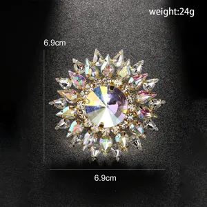 Exaggerated large colorful rhinestone crystal flower ring statement cocktail party jewelry
