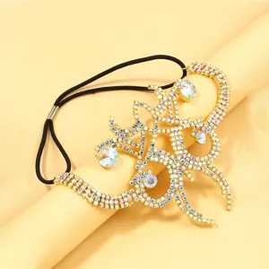 Exquisite rhinestone leg chain, glittering crystals on a gold base, perfect for dance.