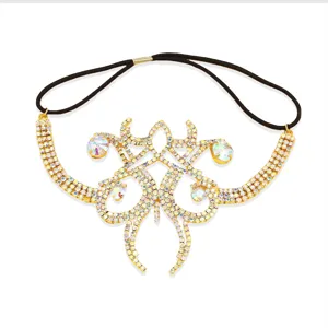 Exotic rhinestone leg chain for women, sparkling crystal thigh garter for belly dance performance.