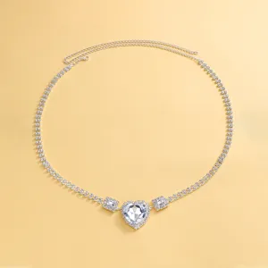 Elegante Strass-Taillenkette mit funkelndem Herz-Kristall-Anhänger für Damen Strandbekleidung.