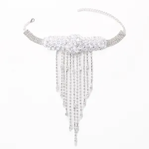 Catena da braccio floreale in strass argento polsino in cristallo gioielli da sposa