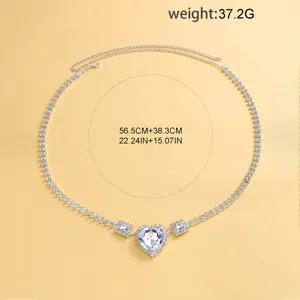 Damen Strass Herz Taillenkette sexy Strand Bodykette Mode Metall Schmuck Zubehör