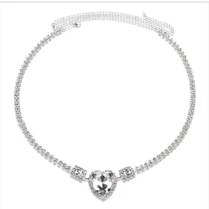 Glitzernde Strass Herz Taillenkette für Damen, elegante silberne Kette für den Strand.