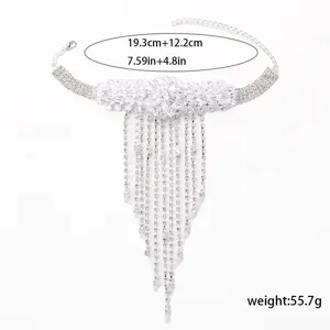 Catena braccio nappa fiore cristallo sposa bracciale da spalla strass donna chic