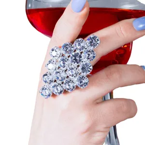 Auffälliger Strass-Geometrie-Cluster-Ring für Damen, verstellbarer Statement-Kristall-Fingerring.