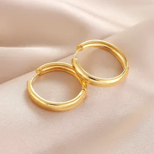 French Minimalist Copper Hoop Earrings For Women Geometric Round Oval Thick Chunky Huggie Hoop Earrings Jewelry Gift