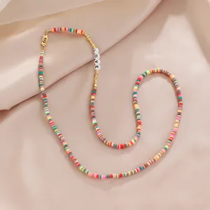 Colorful polymer clay bead necklace with LOVE letters, versatile mask and glasses chain.